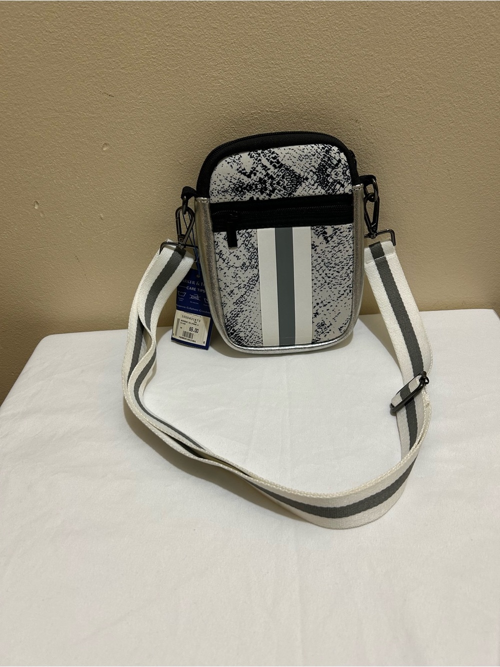 Small Crossbody Phone Bag in White and Gray